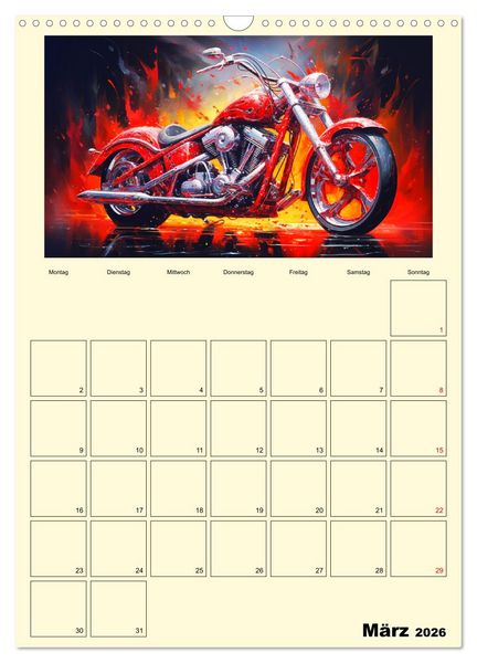 Produktbild: Custom Motorcycle Paintings (Wandkalender 2026 DIN A3 hoch), CALVENDO Monatskalender