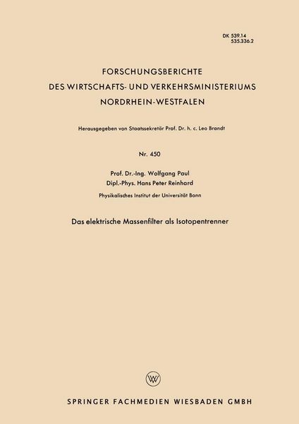 Produktbild: Das elektrische Massenfilter als Isotopentrenner