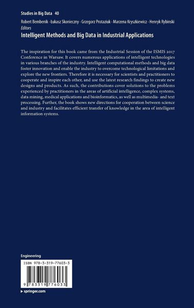 Produktbild: Intelligent Methods and Big Data in Industrial Applications