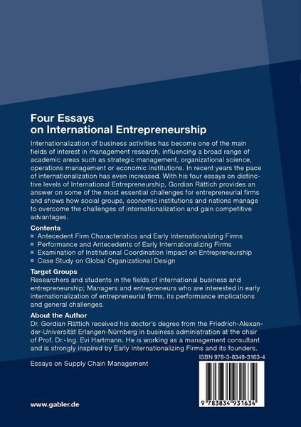 Produktbild: Four Essays on International Entrepreneurship