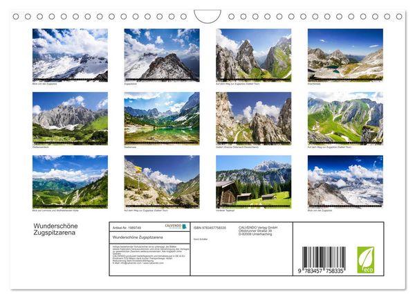 Produktbild: Wundersch&ouml;ne Zugspitzarena (Wandkalender 2026 DIN A4 quer), CALVENDO Monatskalender