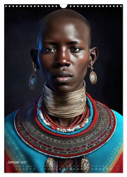 Produktbild: Inspiriert von den Massai, den stolzen Kriegern Afrikas (Wandkalender 2027 DIN A3 hoch), CALVENDO Monatskalender