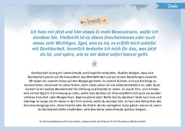Produktbild: 30 Achtsamkeitskarten f&uuml;r innere Ruhe, Gelassenheit und Pr&auml;senz