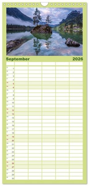 Produktbild: Familienplaner 2026 - Geheimnisvolle Alpen mit 5 Spalten (Wandkalender, 21 x 45 cm) CALVENDO
