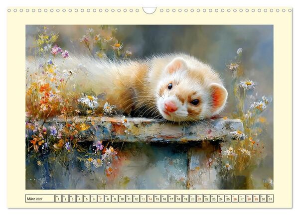 Produktbild: Frettchen. Kleine Wusel im Cottage-Garten (Wandkalender 2027 DIN A3 quer), CALVENDO Monatskalender