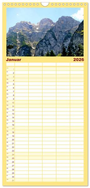 Produktbild: Familienplaner 2026 - Slowenien - Triglav Nationalpark mit 5 Spalten (Wandkalender, 21 x 45 cm) CALVENDO