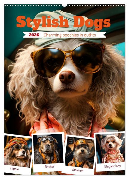 Produktbild: Stylish Dogs (Wall Calendar 2026 DIN A2 portrait), CALVENDO 12 Month Wall Calendar