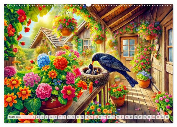 Produktbild: Tiere im Garten - Tierische Begegnungen in der gr&uuml;nen Oase (hochwertiger Premium Wandkalender 2026 DIN A2 quer), Kunstdruck in Hochglanz