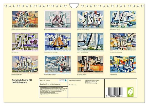 Produktbild: Segelschiffe im Stil des Kubismus (Wandkalender 2027 DIN A4 quer), CALVENDO Monatskalender