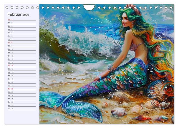 Produktbild: Meerjungfrauen. Zauberhafte Nixen-Paintings (Wandkalender 2026 DIN A4 quer), CALVENDO Monatskalender
