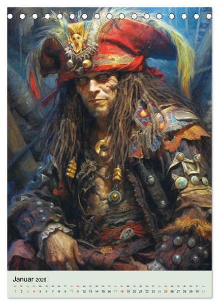 Produktbild: Piraten-Fantasy. Wilde Seer&auml;uber-Romantik im Mittelalter (Tischkalender 2026 DIN A5 hoch), CALVENDO Monatskalender