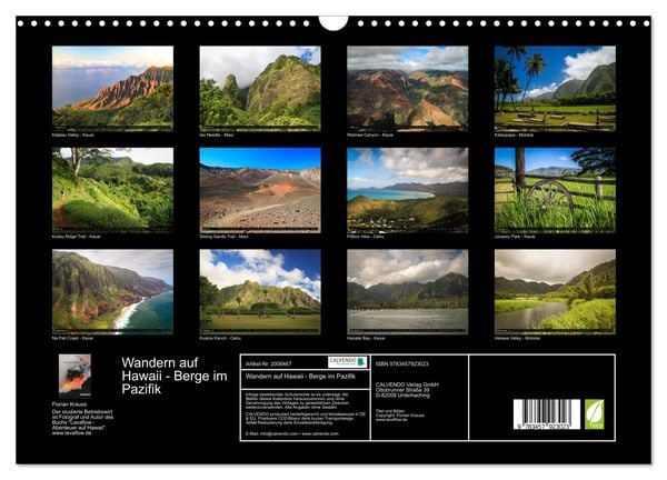 Produktbild: Wandern auf Hawaii - Berge im Pazifik (Wandkalender 2026 DIN A3 quer), CALVENDO Monatskalender