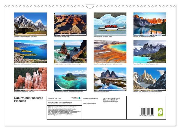 Produktbild: Naturwunder unseres Planeten (Wandkalender 2027 DIN A3 quer), CALVENDO Monatskalender