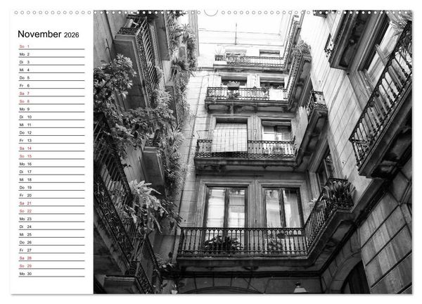 Produktbild: Barcelona Schwarz / Wei&szlig; Impressionen (hochwertiger Premium Wandkalender 2026 DIN A2 quer), Kunstdruck in Hochglanz