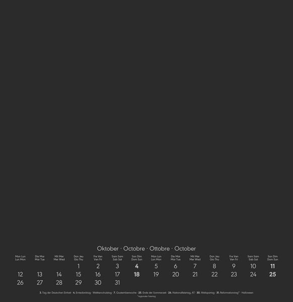 Produktbild: Kreativ-Kalender schwarz 2026 - 32 x 33 - Foto, Malen, Basteln - datiert - Kreativkalender - Foto-Kalender - Alpha Edition