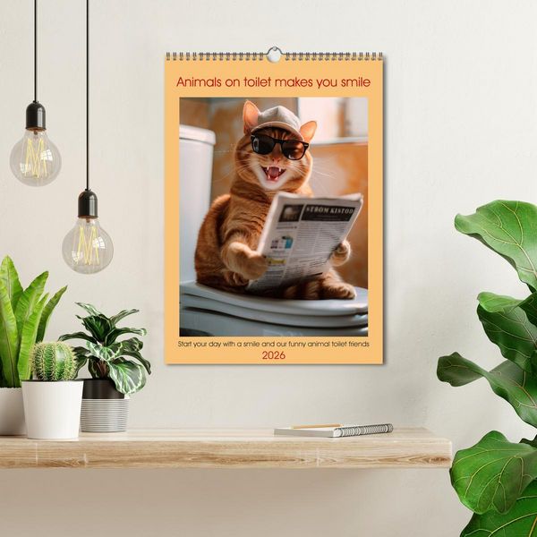 Produktbild: Animals on toilet makes you smile (Wall Calendar 2026 DIN A3 portrait), CALVENDO 12 Month Wall Calendar