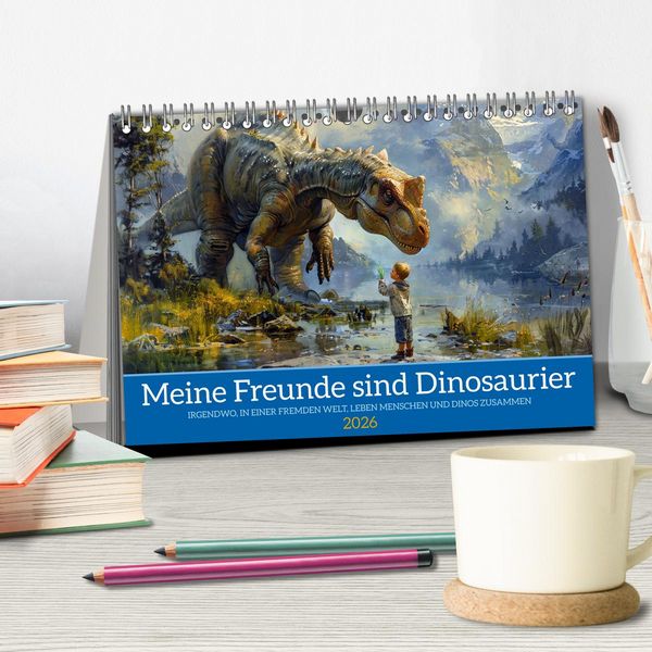 Produktbild: Meine Freunde sind Dinosaurier (Tischkalender 2026 DIN A5 quer), CALVENDO Monatskalender