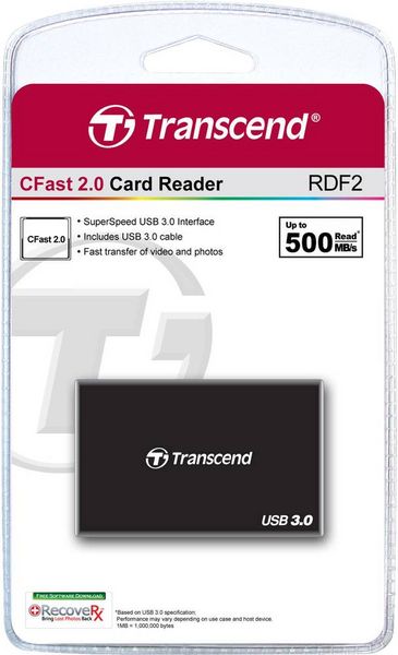 Produktbild: Transcend RDF2 Externer Speicherkartenleser USB-A (USB 3.1 Gen 1) Schwarz