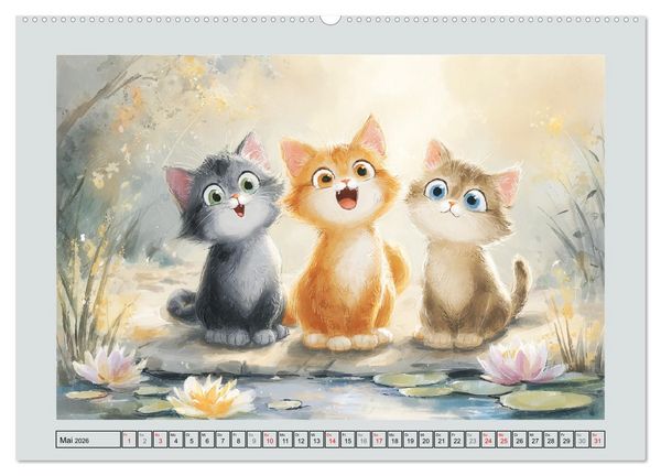 Produktbild: Pastellpf&ouml;tchen. Liebliche Katzen in sanften Farben (Wandkalender 2026 DIN A2 quer), CALVENDO Monatskalender