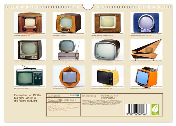 Produktbild: Fernseher der 1950er bis 70er Jahre: In die R&ouml;hre geguckt (Wandkalender 2026 DIN A4 quer), CALVENDO Monatskalender