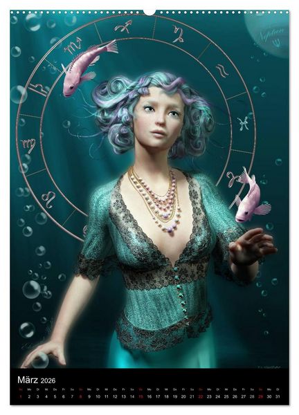 Produktbild: Unter Sternen geboren - Fantasy Tierkreis im Zeichen der Frau (Wandkalender 2026 DIN A2 hoch), CALVENDO Monatskalender