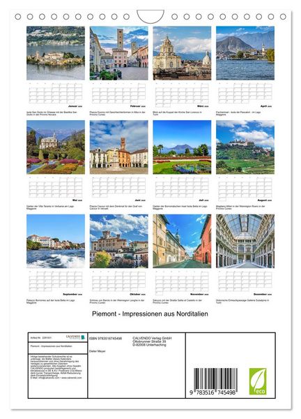 Produktbild: Piemont - Impressionen aus Norditalien (Wandkalender 2026 DIN A4 hoch), CALVENDO Monatskalender