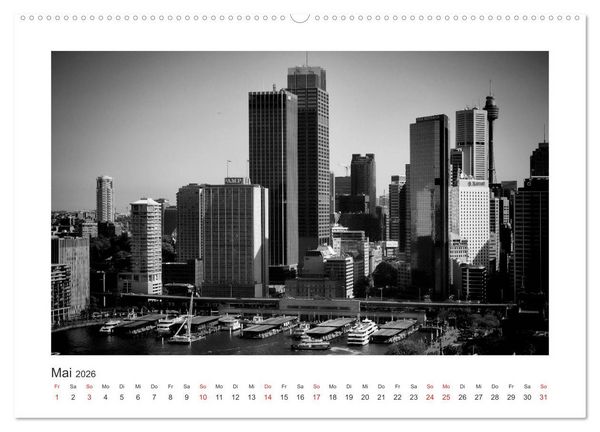 Produktbild: SYDNEY Monochrom (Wandkalender 2026 DIN A2 quer), CALVENDO Monatskalender
