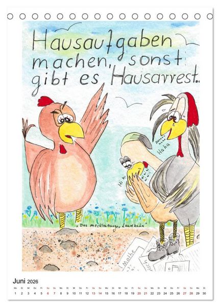 Produktbild: Das mecklenburger Landhuhn (Tischkalender 2026 DIN A5 hoch), CALVENDO Monatskalender