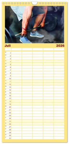 Produktbild: Familienplaner 2026 - Kraftsport mit 5 Spalten (Wandkalender, 21 x 45 cm) CALVENDO