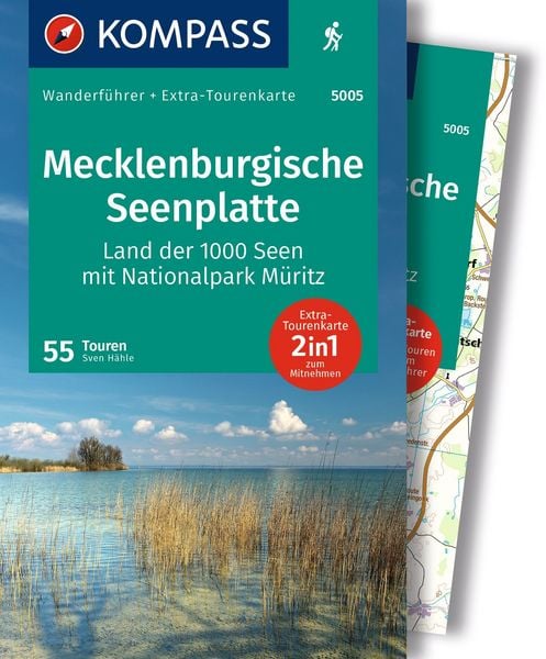 Produktbild: KOMPASS Wanderf&uuml;hrer Mecklenburgische Seenplatte, Land der 1000 Seen mit Nationalpark M&uuml;ritz, 55 Touren mit Extra-Tourenkarte