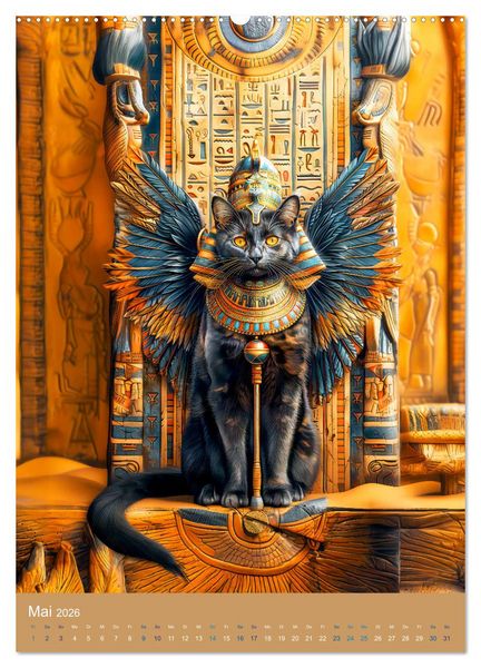 Produktbild: &Auml;gyptens Katzen - G&ouml;ttliche Eleganz im Stile der Pharaonen (hochwertiger Premium Wandkalender 2026 DIN A2 hoch), Kunstdruck in Hochglanz