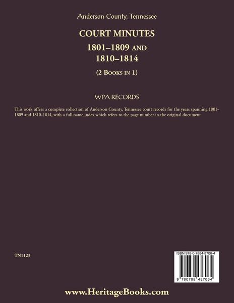 Produktbild: Anderson County, Tennessee Court Minutes, 1801-1809 and 1810-1814 (2 books in 1)