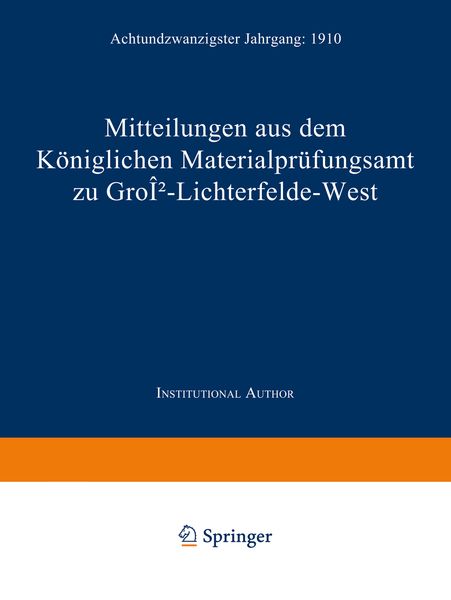 Produktbild: Mitteilungen aus dem K&ouml;niglichen Materialpr&uuml;fungsamt zu Gro&szlig;-Lichterfelde West