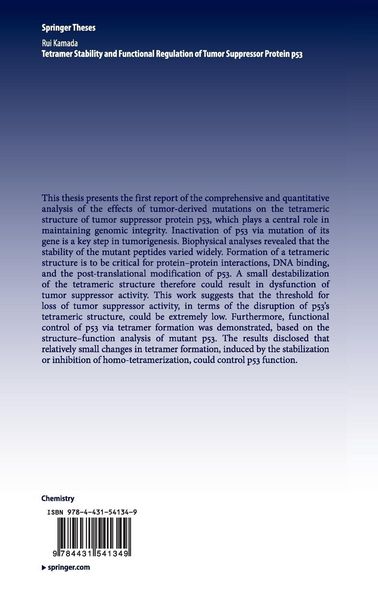Produktbild: Tetramer Stability and Functional Regulation of Tumor Suppressor Protein p53