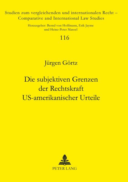 Produktbild: Die subjektiven Grenzen der Rechtskraft US-amerikanischer Urteile