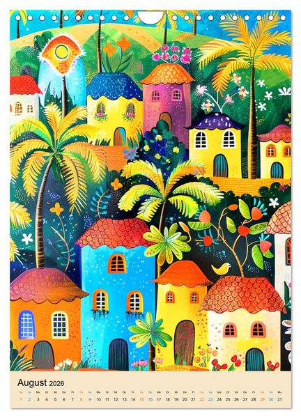 Produktbild: Bunte naive reise (Wandkalender 2026 DIN A4 hoch), CALVENDO Monatskalender