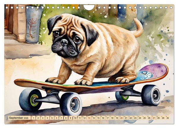 Produktbild: Knuffige M&ouml;pse (Wandkalender 2026 DIN A4 quer), CALVENDO Monatskalender