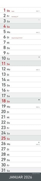 Produktbild: Streifenplaner SCHWARZ 2026 - Streifenkalender - Wandplaner - Küchen-Kalender - 11,3x49,5