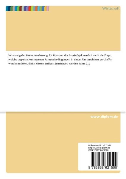 Produktbild: Gestaltung der Rahmenbedingungen f&uuml;r ein effektives Wissensmanagement