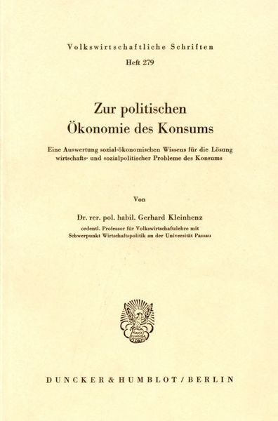 Produktbild: Zur politischen &Ouml;konomie des Konsums.