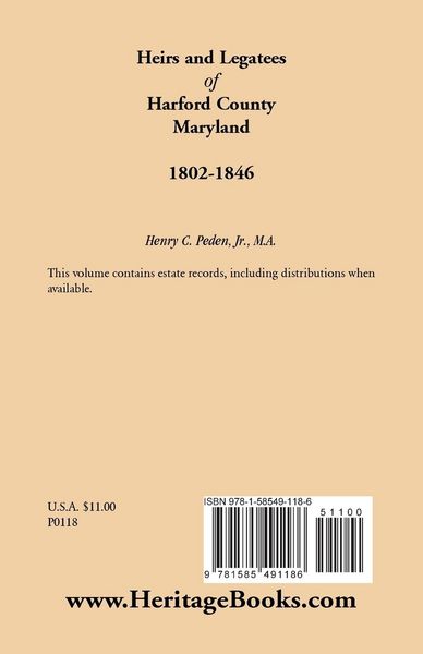 Produktbild: Heirs and Legatees of Harford County, Maryland, 1802-1846