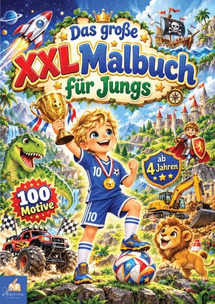 Produktbild: Das gro&szlig;e XXL Malbuch f&uuml;r Jungs ab 4 Jahren mit 100 abwechslungsreichen Ausmalbildern