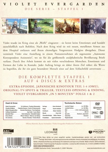 Produktbild: Violet Evergarden - Staffel 1 - Komplettbox [4 DVDs]