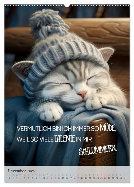 Produktbild: COOLE KATZEN Spr&uuml;cheklopfer (hochwertiger Premium Wandkalender 2026 DIN A2 hoch), Kunstdruck in Hochglanz