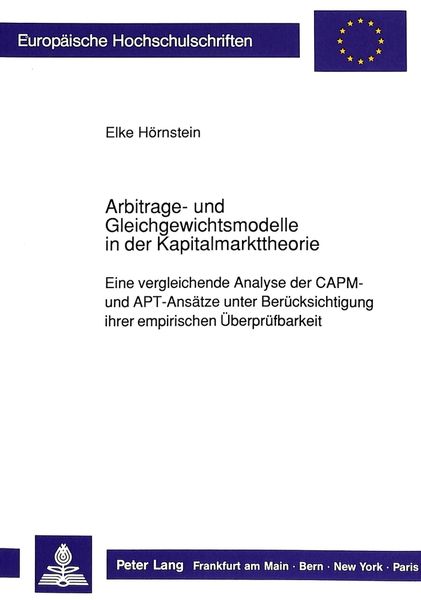 Produktbild: Arbitrage- und Gleichgewichtsmodelle in der Kapitalmarkttheorie