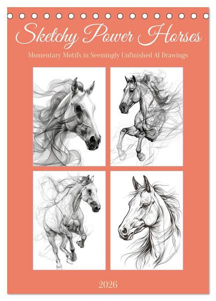 Produktbild: Sketchy Power Horses (Desk Calendar 2026 DIN A5 portrait), CALVENDO 12 Month DeskCalendar