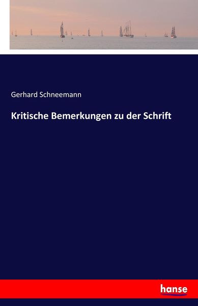 Produktbild: Kritische Bemerkungen zu der Schrift
