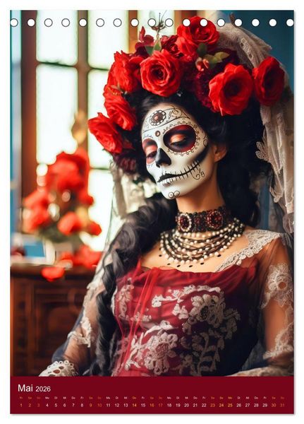 Produktbild: Dia de Muertos Kreative Portr&auml;ts in Festanlehnung (Tischkalender 2026 DIN A5 hoch), CALVENDO Monatskalender