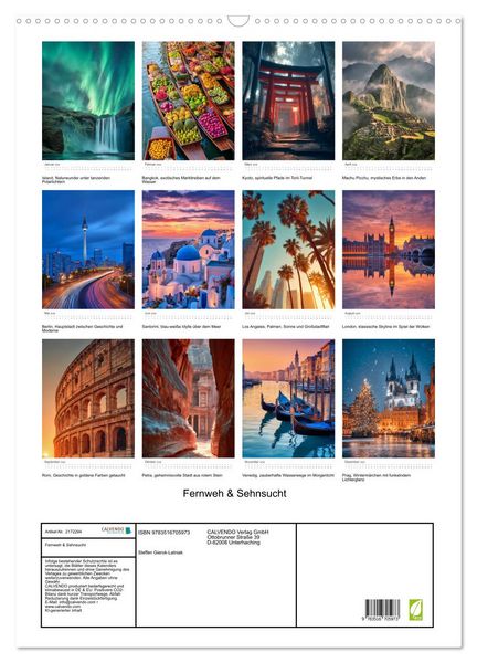 Produktbild: Fernweh & Sehnsucht (Wandkalender 2026 DIN A2 hoch), CALVENDO Monatskalender