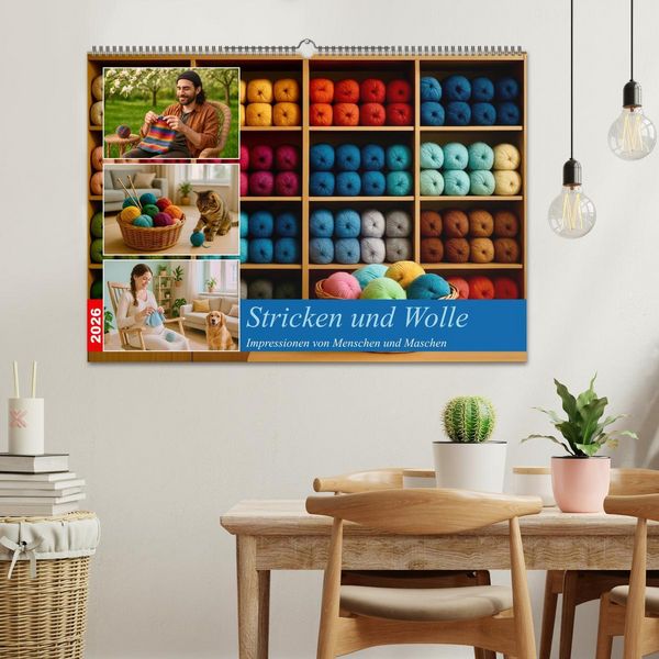 Produktbild: Stricken und Wolle (Wandkalender 2026 DIN A2 quer), CALVENDO Monatskalender